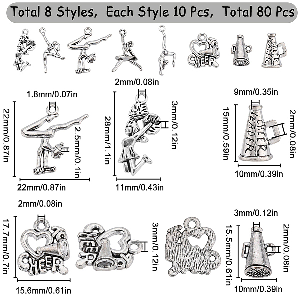 Sunnyclue 80pcs 8 Stile Anhänger Aus Tibetischem Stil