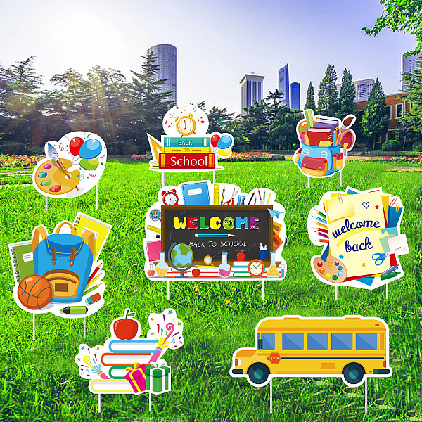 

PandaHall Plastic Yard Signs Display Decorations, for Outdoor Garden Decoration, School Theme Mixed Shapes, Mixed Color, 239x250x4mm Plastic..., Multicolor