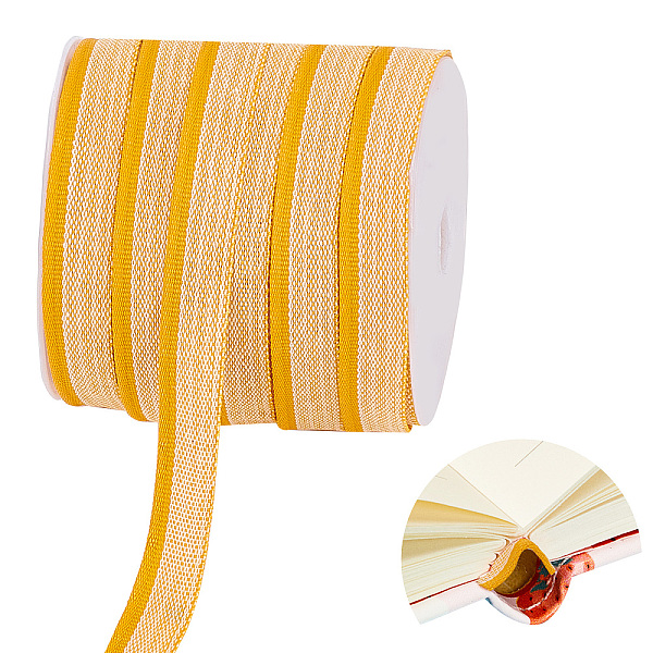 

PandaHall PH 25 Yards Book Binding Headbands Gold Book Endbands 1/2 Inch/14mm Flat Book Binding Ribbon Bookmaking Headbands for Beginners...