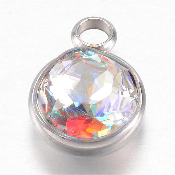 

PandaHall 304 Stainless Steel Glass Rhinestone Charms, Faceted, Flat Round, Colorful, 14x10x7mm, Hole: 2.5mm Stainless Steel+Glass Flat...