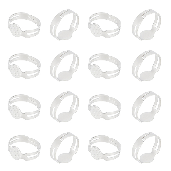 

PandaHall UNICRAFTALE About 150 Pcs Adjustable Blank Rings Base Finger Rings 7mm Alloy Pad Ring Base Flat Round Blank Ring Settings Material...