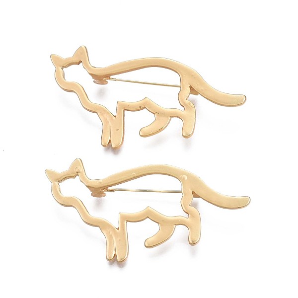 

PandaHall Cat Alloy Brooch, Animal Lapel Pin for Backpack Clothes, Nickel Free & Lead Free, Light Gold, 30x54mm Alloy