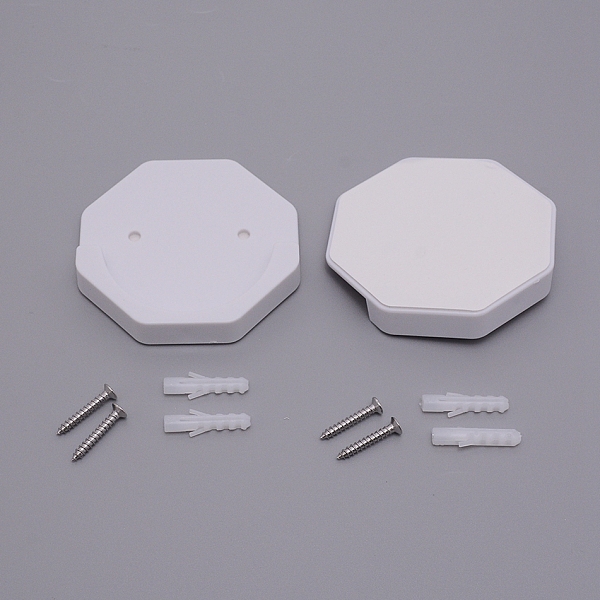 

PandaHall ABS Hook Hanger, with Self Adhesive Sticker, with Iron Screws and Plastic Nut, Hexagon, White, 8x8x1.5cm, Hole: 4mm Plastic White