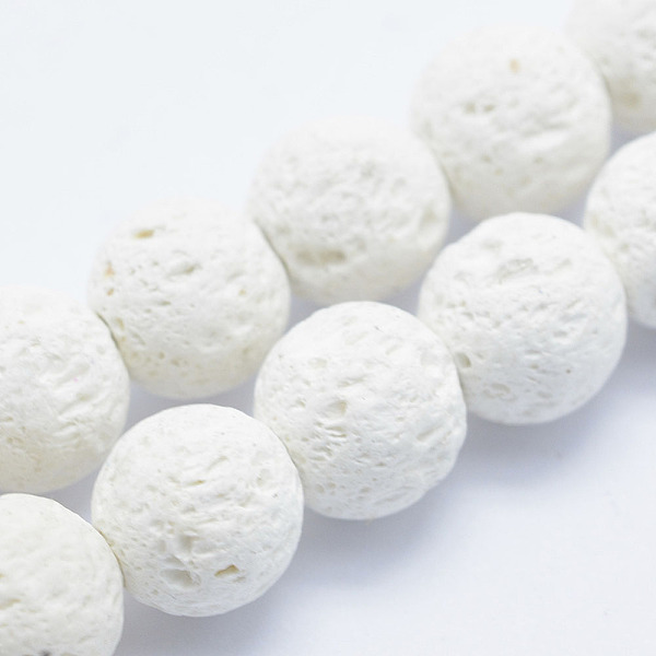 

PandaHall Synthetic Lava Rock Beads Strands, Dyed, Round, White, 8mm, Hole: 1.2mm, about 48pcs/strand, 15.7 inch(39.5cm) Lava Rock Round...