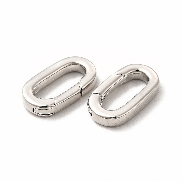

PandaHall Rack Plating Brass Spring Gate Rings, Long-Lasting Plated, Cadmium Free & Lead Free, Platinum, 14x8x2.7mm, Hole: 10.2x4.2mm Brass