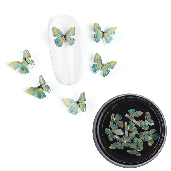 

PandaHall 3D Resin Cabochons, Nail Art Studs, Nail Art Decoration Accessories, Butterfly, Cadet Blue, 7.5x7~8x2~3mm, 10pcs/box Resin...