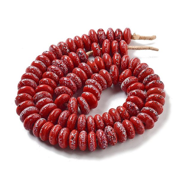 

PandaHall Handmade Nepalese Lampwork Beads, Rondelle, Red, 12~16x5~9mm, Hole: 3.6~5mm, about 90~98pcs/strand, 25~25.98 inch(63.5~66cm)...