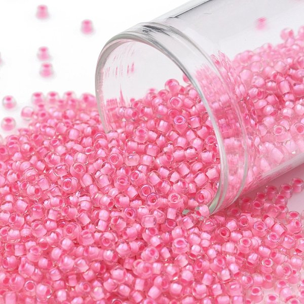 

PandaHall TOHO Round Seed Beads, Japanese Seed Beads, (191C) Pink Lined Crystal, 11/0, 2.2mm, Hole: 0.8mm, about 1110pcs/bottle, 10g/bottle...