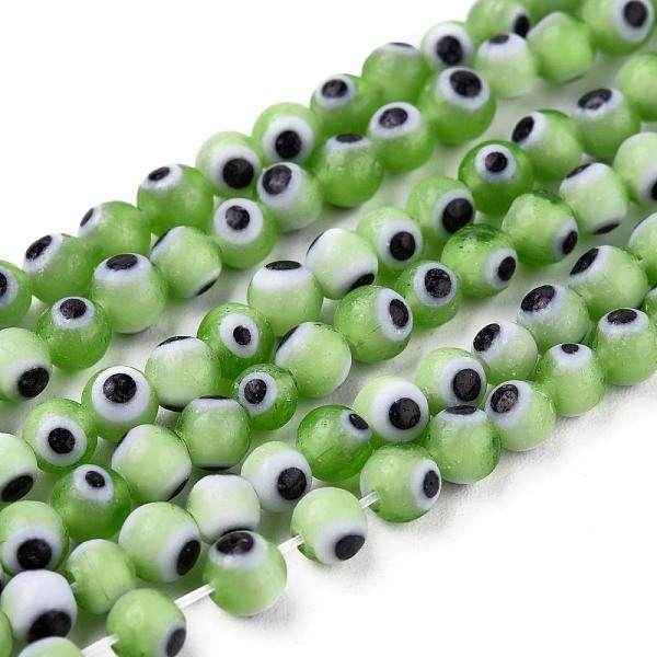 

PandaHall Handmade Evil Eye Lampwork Round Bead Strands, Olive Drab, 4mm, Hole: 1mm, about 100pcs/strand, 14.56 inch Lampwork Evil Eye