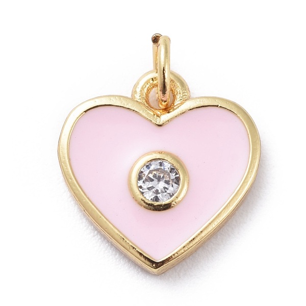 

PandaHall Cubic Zirconia Charms, with Brass Findings and Enamel, Heart, Golden, Mixed Color, 11.5x11x2mm, Hole: 1.8mm Brass+Cubic..., Multicolor