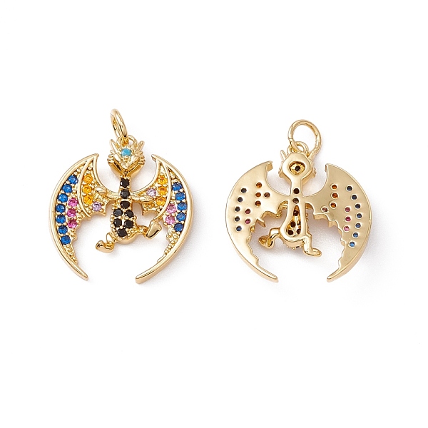 

PandaHall Rack Plating Brass Micro Pave Colorful Cubic Zirconia Pendants, with Jump Ring, Cadmium Free & Nickel Free & Lead Free, Real 18K...