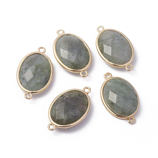 

PandaHall Golden Tone Brass Natural Labradorite Links connectors, Faceted, Oval, 26x15x6mm, Hole: 1~2mm Labradorite Oval