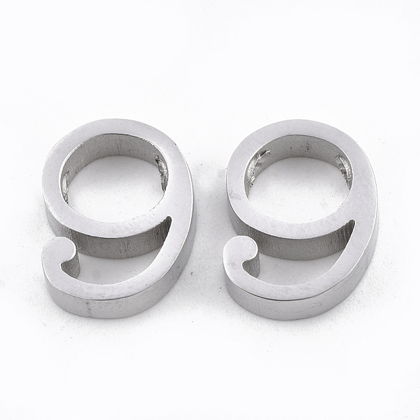 

PandaHall 304 Stainless Steel Pendants, Number, Stainless Steel Color, Num.9, 13x10x3mm, Hole: 1.8mm 304 Stainless Steel Number