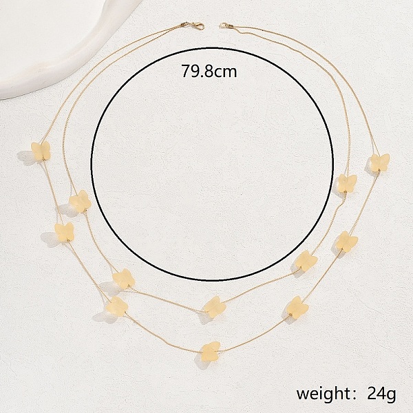 

PandaHall Elegant Stainless Steel Multi-Layer Butterfly Necklace for Women's Party, Real 18K Gold Plated, 31.42 inch(79.8cm) Stainless Steel...