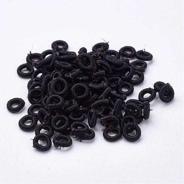 

PandaHall Polyester Weave Beads, Ring, Black, 6x2mm, Hole: 3mm, about 200pcs/bag Polyester Ring Black