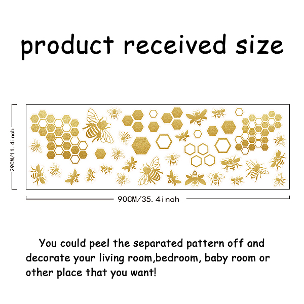 

PandaHall SUPERDANT Colorful Bee Wall Decals Hive Theme Wall Stickers Honeybee Wall Decor Vinyl Wall Decoration for Nursery Kindergarten..., Gold