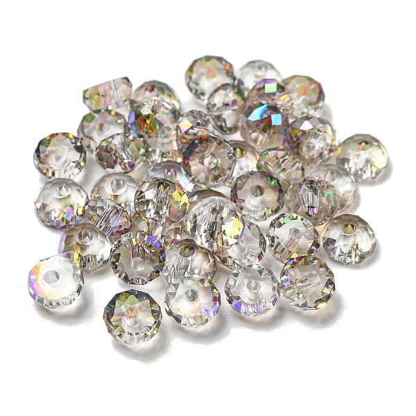 

PandaHall Electroplate Glass Beads, Faceted, Half Round, Gainsboro, 5.5x3mm, Hole: 1.4mm, 100pcs/bag Glass Half Round Gray