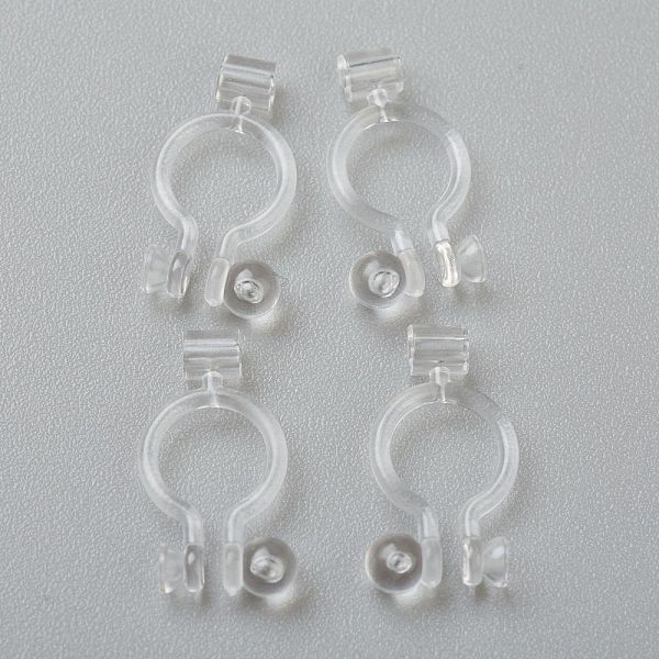 

PandaHall Plastic Clip-on Earring Findings, for Non-pierced Ears, Clear, 14.5x8x1.2mm, Hole: 1mm, Fit for 4mm Rhinestone Plastic Clear