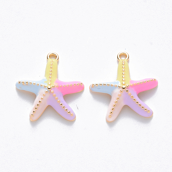 

PandaHall Brass Enamel Charms, Nickel Free, Starfish/Sea Stars, Real 18K Gold Plated, Colorful, 14x13.5x3.5mm, Hole: 1mm Brass+Enamel...