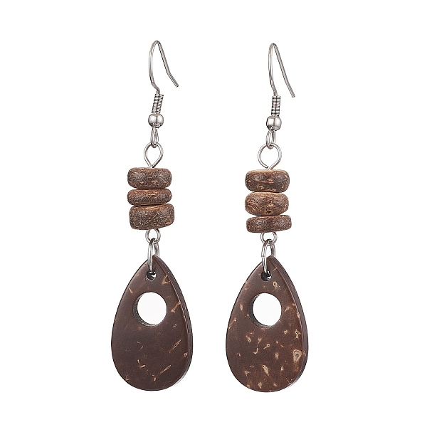 

PandaHall Teardrop Natural Coconut Dangle Earrings for Women, with 304 Stainless Steel Earring Hooks, Coconut Brown, 64.5x15mm 304 Stainless...