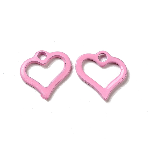 

PandaHall Spray Painted 201 Stainless Steel Charms, Heart Charm, Pearl Pink, 11.5x11x1.5mm, Hole: 1.6mm 201 Stainless Steel Heart