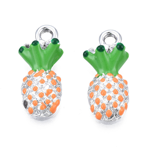 

PandaHall UV Plating Alloy Enamel Pendants, Cadmium Free & Lead Free, Pineapple, Platinum, Orange, 19x8.5x5mm, Hole: 1.8mm Alloy+Enamel...