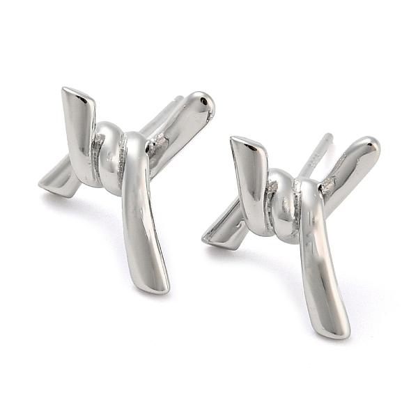 

PandaHall Rhodium Plated Knot Shape 925 Sterling Silver Stud Earring Findings, with S925 Stamp, Real Platinum Plated, 12x11.5mm, Hole: 1.6mm...