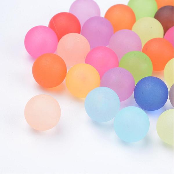 

PandaHall Transparent Acrylic Beads, No Hole Beads, Frosted, Round, Mixed Color, 10mm, about 950pcs/500g Acrylic Round Multicolor