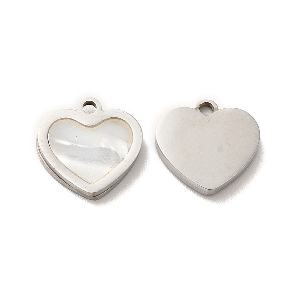 

PandaHall 304 Stainless Steel Heart Charms, with Shell, Stainless Steel Color, 11x11x2mm, Hole: 1.4mm Shell Heart
