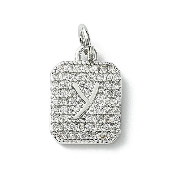 

PandaHall Rack Plating Brass Micro Pave Clear Cubic Zirconia Charms, Long-Lasting Plated, Lead Free & Cadmium Free, Rectangle with Letter...