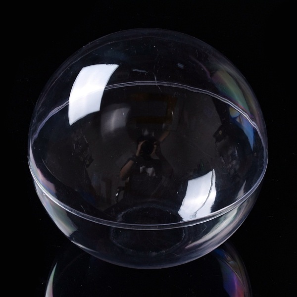 PandaHall Transparent Plastic Bead Storage Containers, Fillable Plastic Bauble Christmas Ornament, Round, Clear, 13.7x13.7cm, Iner Size...