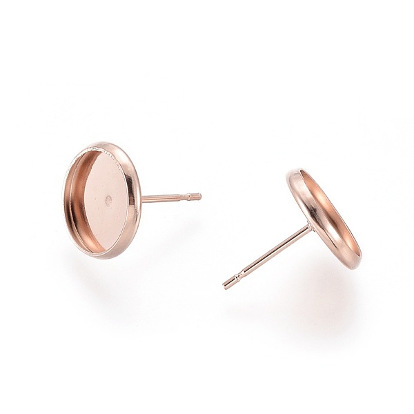 

PandaHall 304 Stainless Steel Stud Earring Settings, Flat Round, Rose Gold, Tray: 10mm, 12mm, Pin: 0.8mm 304 Stainless Steel Flat Round
