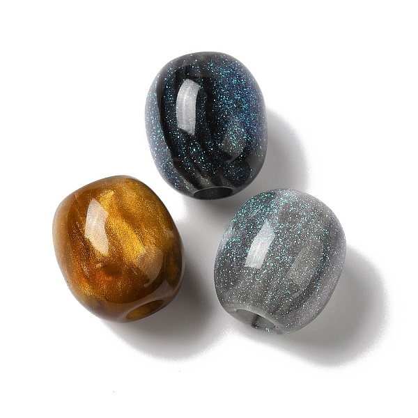 

PandaHall Resin Glitter European Beads, Large Hole Beads, Barrel, Mixed Color, 17.5~19x16.5~17mm, Hole: 5mm Resin Barrel Multicolor