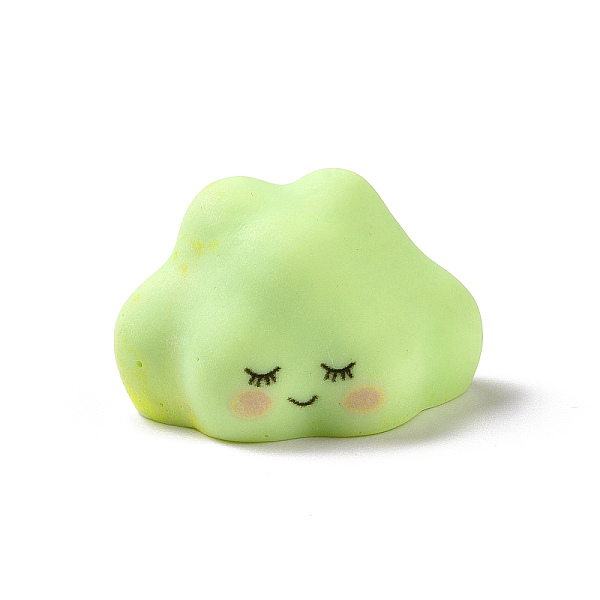 

PandaHall Cute Opaque Resin Cabochons, Cloud with Face Pattern, Green Yellow, 21x27x17mm Resin Body