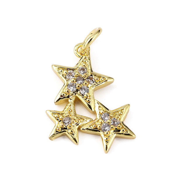 Brass Micro Pave Clear Cubic Zirconia Pendants