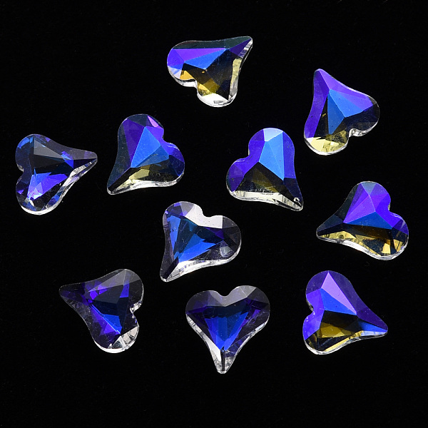 

PandaHall Heart Translucent Glass Cabochons, Rainbow Plated, Nail Art Decoration Accessories, Faceted, Clear AB, 8.5x8.5x3.5mm Glass Heart..., White