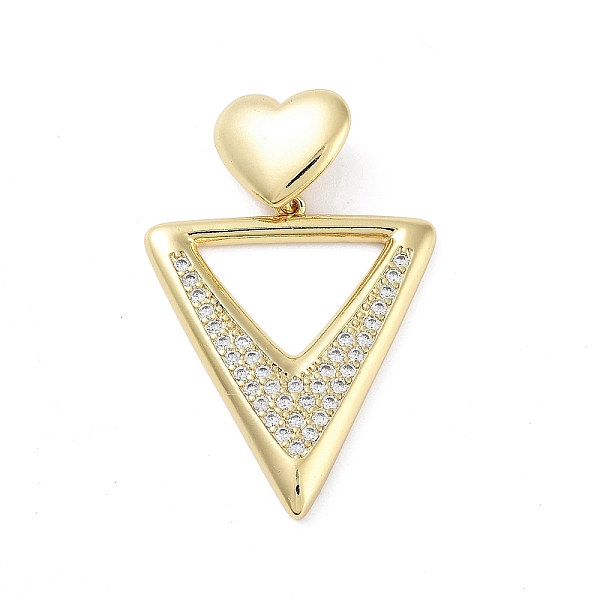 

PandaHall Rack Plating Brass Micro Pave Clear Cubic Zirconia Pendants, Long-Lasting Plated, Lead Free & Cadmium Free, Triangle, 38.5mm, Hole...