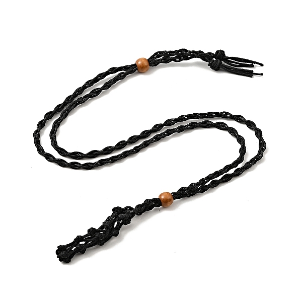 

PandaHall Braided Wax Rope Cord Macrame Pouch Necklace Making, Adjustable Wood Beads Interchangeable Stone Necklace, Black, 35.43 inch(90cm)...