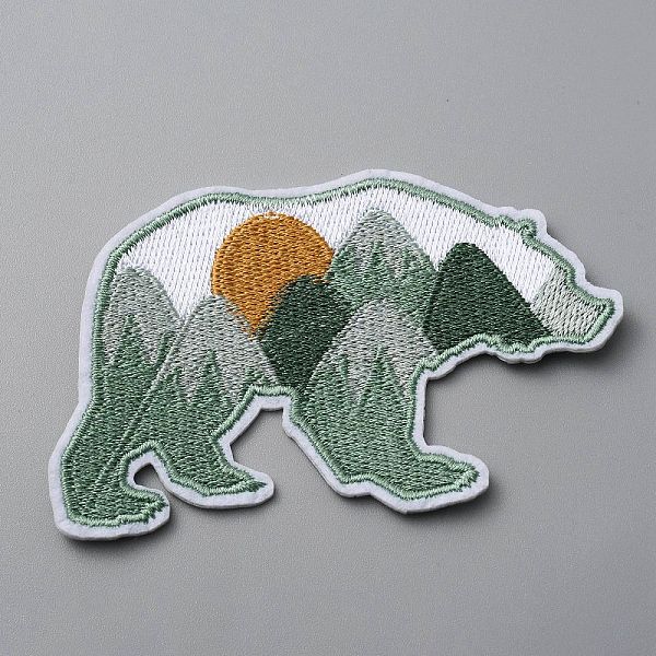 

PandaHall Polar Bear with Scenery Computerized Embroidery Cloth Iron on/Sew on Patches, Costume Accessories, Dark Sea Green, 57x92x1.2mm...
