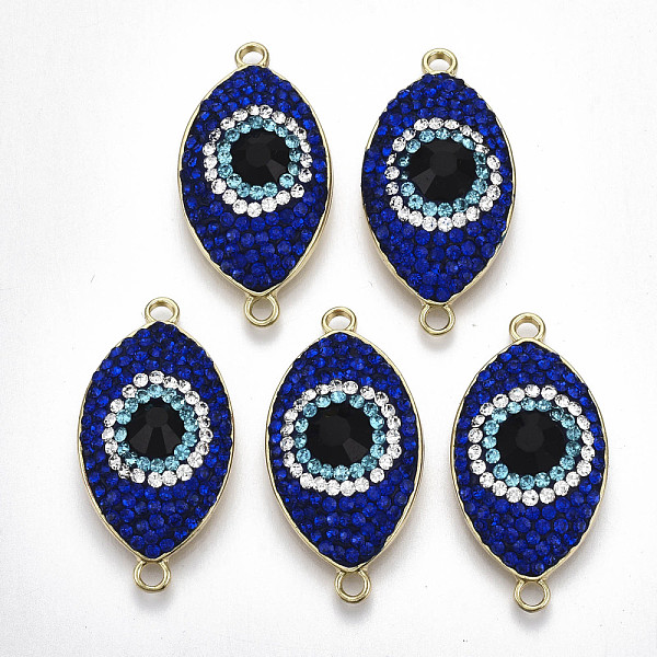 

PandaHall Alloy Links Connectors, with Polymer Clay Rhinestone, Light Gold, Evil Eye, Cadmium Free & Lead Free, Sapphire, PP13(1.9~2mm)..., Blue
