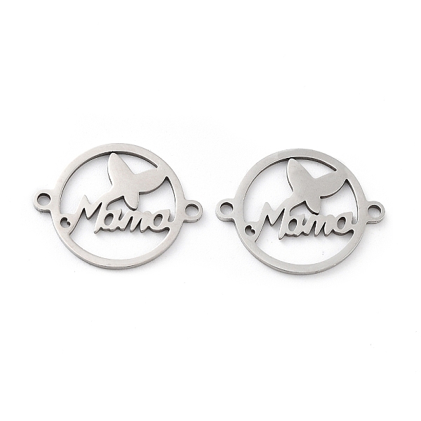 

PandaHall 201 Stainless Steel Connector Charms, Mother's Day Flat Round with Word Mama Links, Stainless Steel Color, 15x19x1mm, Hole: 1.4mm...