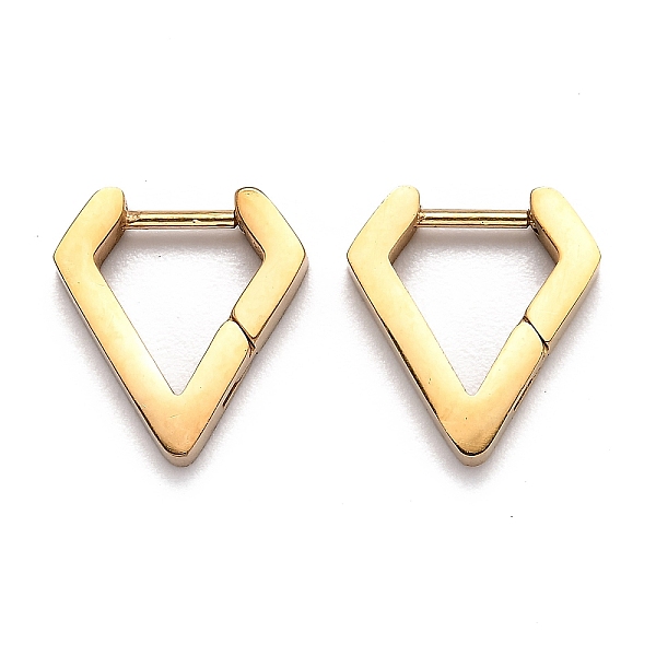 

PandaHall 304 Stainless Steel Huggie Hoop Earrings, Diamond Shape, Golden, 14.5x13x3mm, Pin: 1mm 304 Stainless Steel Diamond