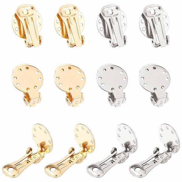 

PandaHall SUNNYCLUE 1 Box 20Pcs 2 Colors Clip on Earrings Findings Round Flat Back Earring Clips Stainless Steel Earring Converters...