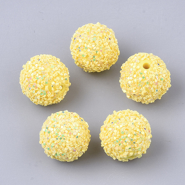 

PandaHall Acrylic Beads, Glitter Beads,with Sequins/Paillette, Round, Yellow, 12x11mm, Hole: 2mm Acrylic Round Yellow