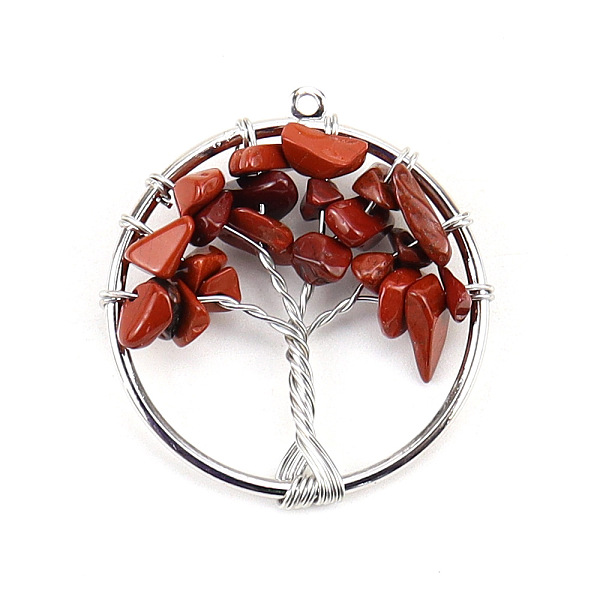 Natural Red Jasper Tree Fo Life Pendants