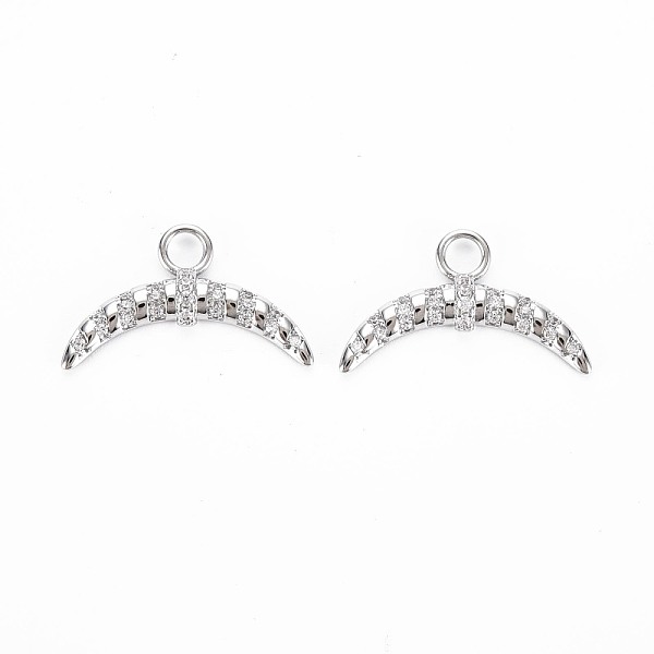 

PandaHall Brass Micro Pave Clear Cubic Zirconia Pendants, Nickel Free, Moon, Real Platinum Plated, 12x20x2.5mm, Hole: 2.5mm Brass+Cubic...