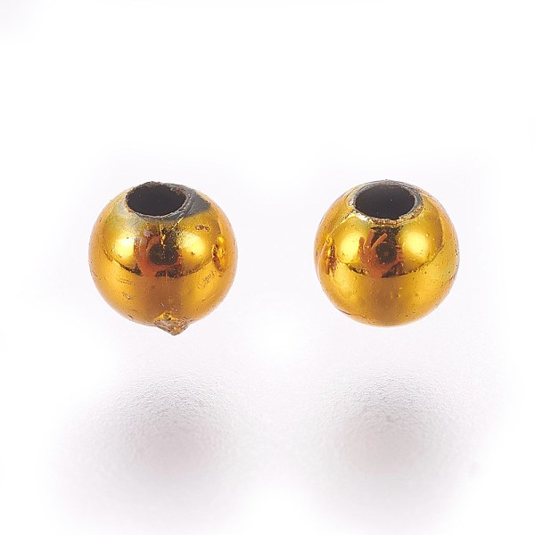 

PandaHall CCB Plastic Beads, Round, Golden, 4x3mm, Hole: 1.6mm, about 1000pcs/bag Plastic Round