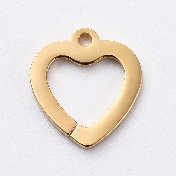 

PandaHall Vacuum Plating 304 Stainless Steel Charms, Cut-Out, Manual Polishing, Hollow, Unwelded Heart, Golden, 9x8x1mm, Hole: 0.8mm 304...