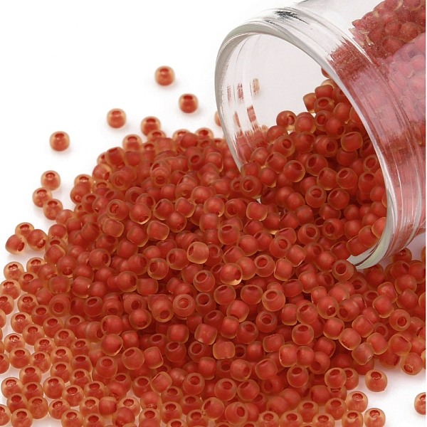 

PandaHall TOHO Round Seed Beads, Japanese Seed Beads, (388FM) Dark Red Lined Topaz Matte, 11/0, 2.2mm, Hole: 0.8mm, about 3000pcs/10g Glass...