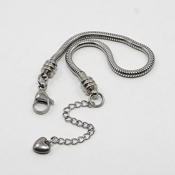 304 Stainless Steel European Round Snake Chains Bracelets